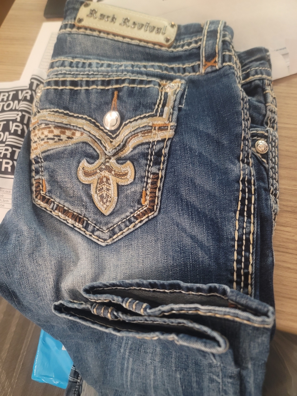 Women’s Embroidered Blue Denim Jeans - Rock Revival